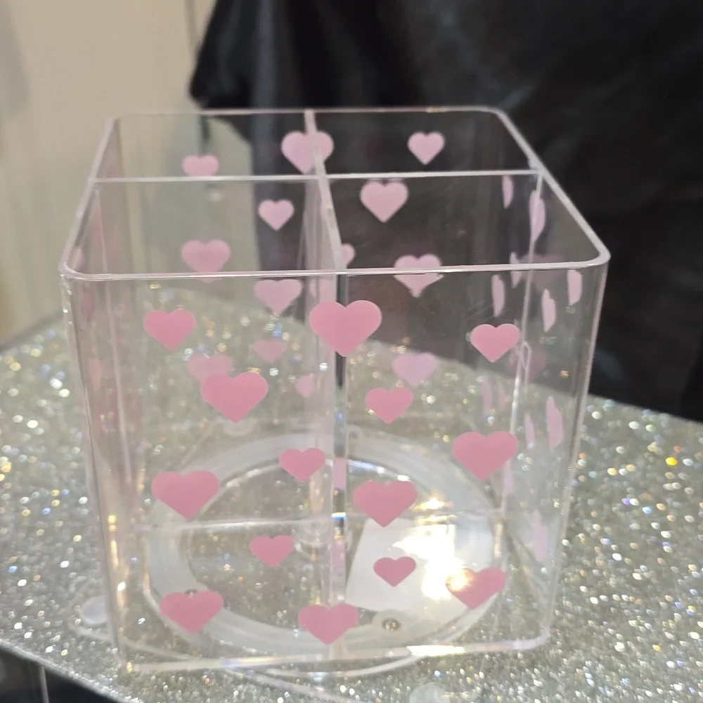 Paris Hilton Clear Pink Heart 360°‎ Rotating Acrylic Organizer